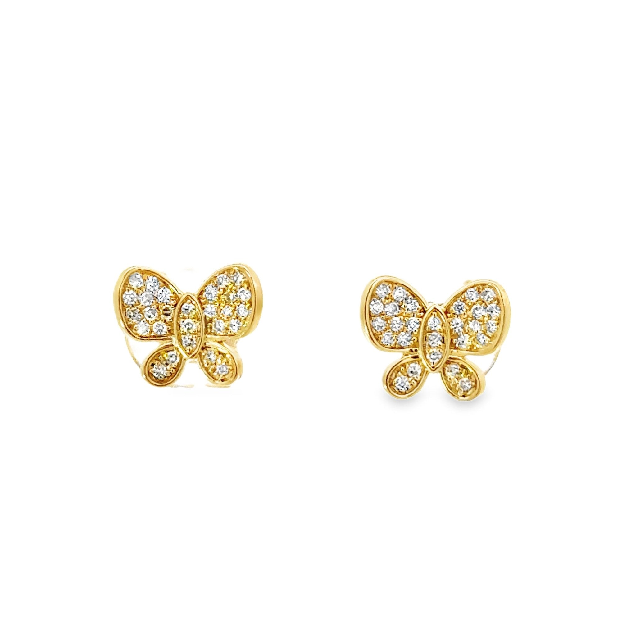 D0.18CT 14KY BUTTERFLY SMALL PAVE EARRINGS - C'SANTOS
