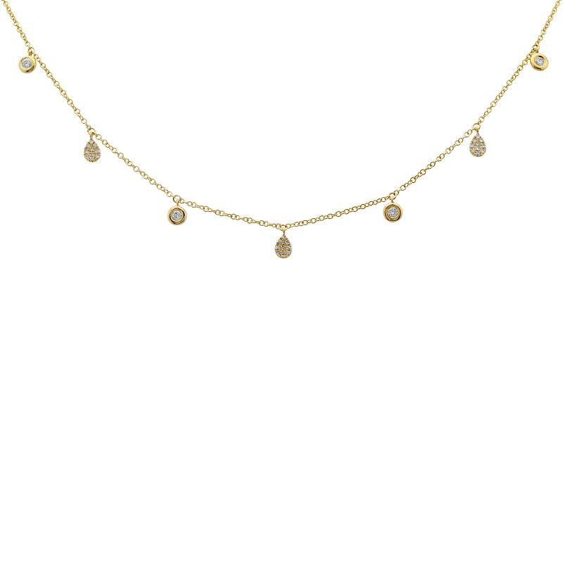 D0.18CT 14KY STATION BEZEL AND DROP NECKLACE - C'SANTOS