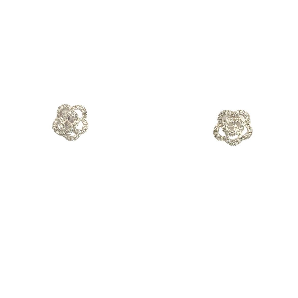 D0.21CT 14KW OUTLINE MINI FLOWER EARRINGS - C'SANTOS