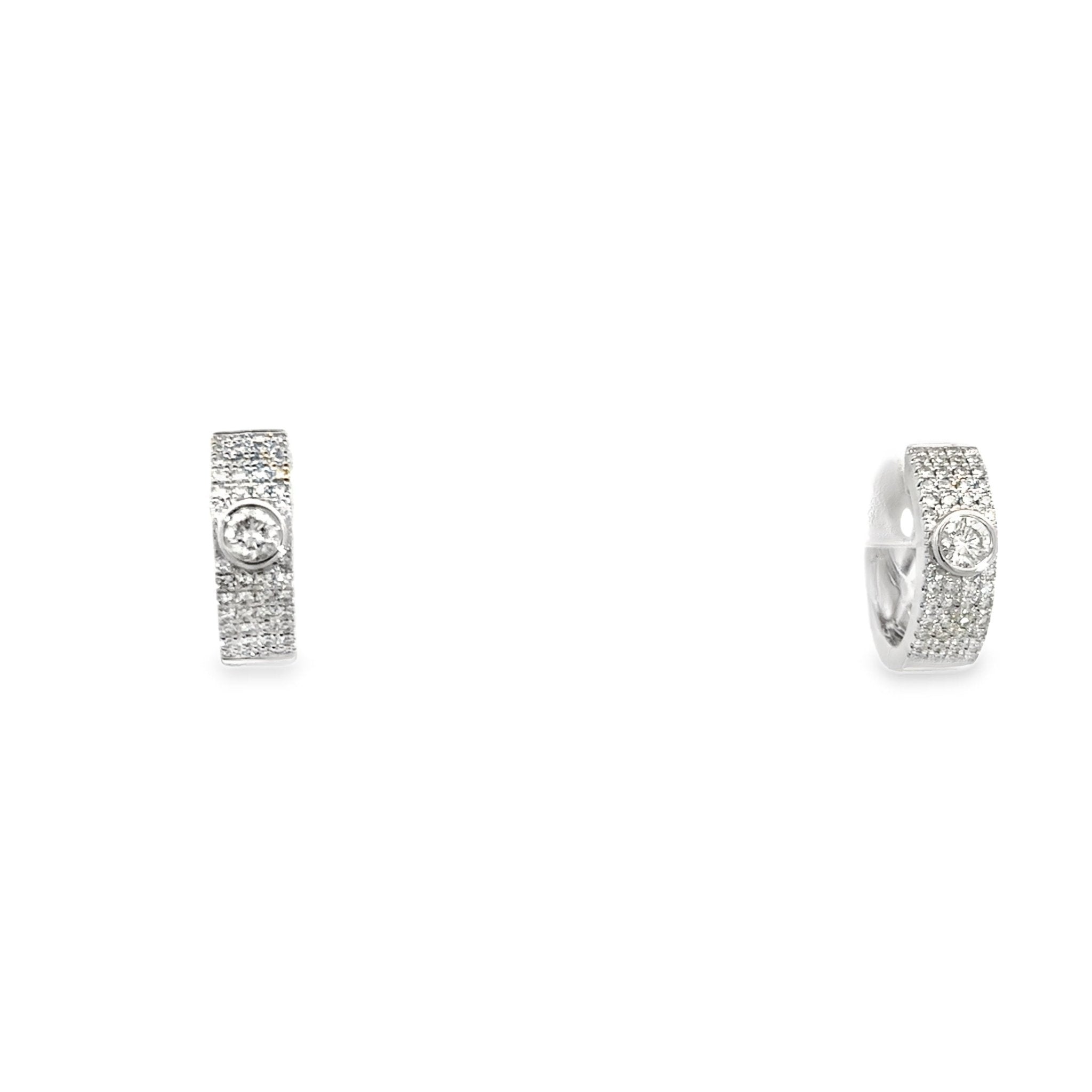 D0.21CT 14KW SEMI PAVE AND BEZEL DIAMOND HUGGIES - C'SANTOS