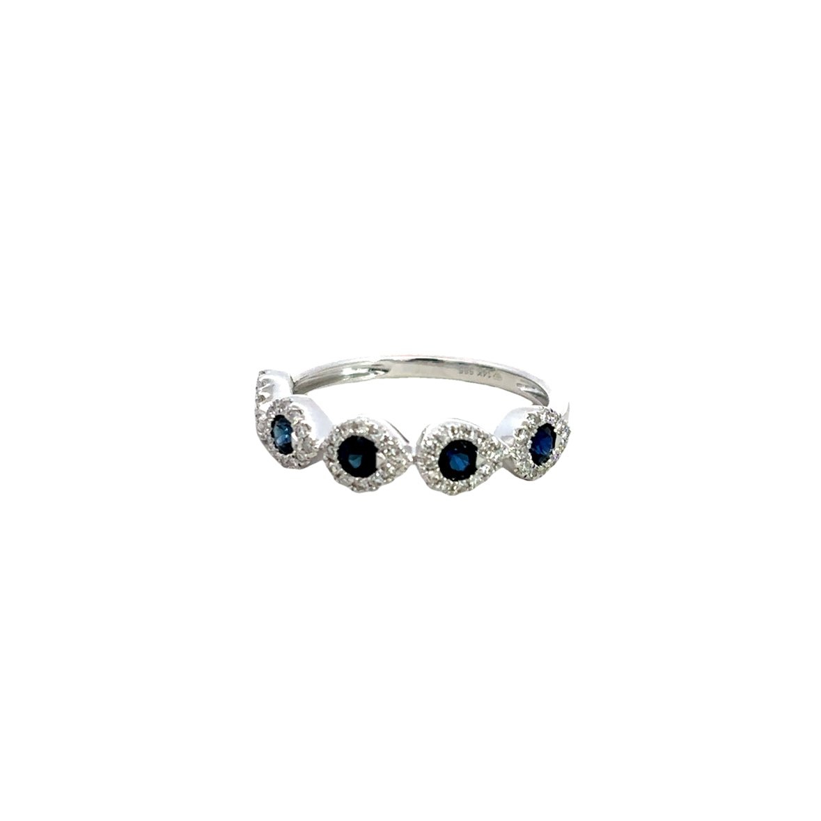 D0.21CT 14KW STATION FIVE AND BLUE SAPPHIRE RING BS0.54CT T6.5 - C'SANTOS