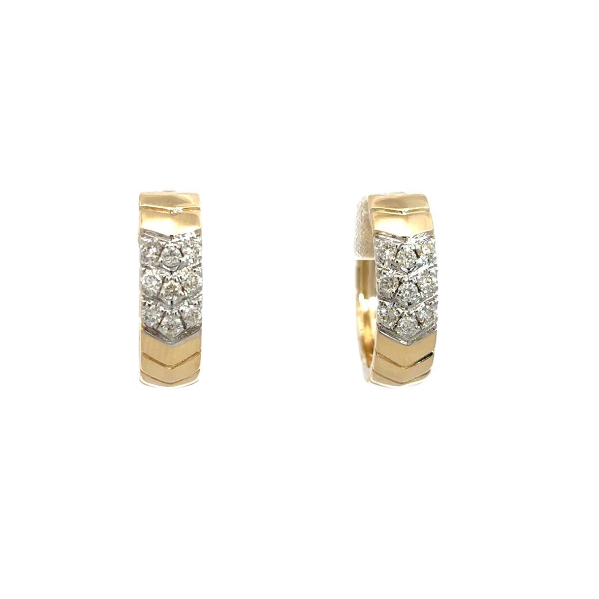 D0.22CT 14KY TEXTURE AND DIAMONDS HUGGIES - C'SANTOS