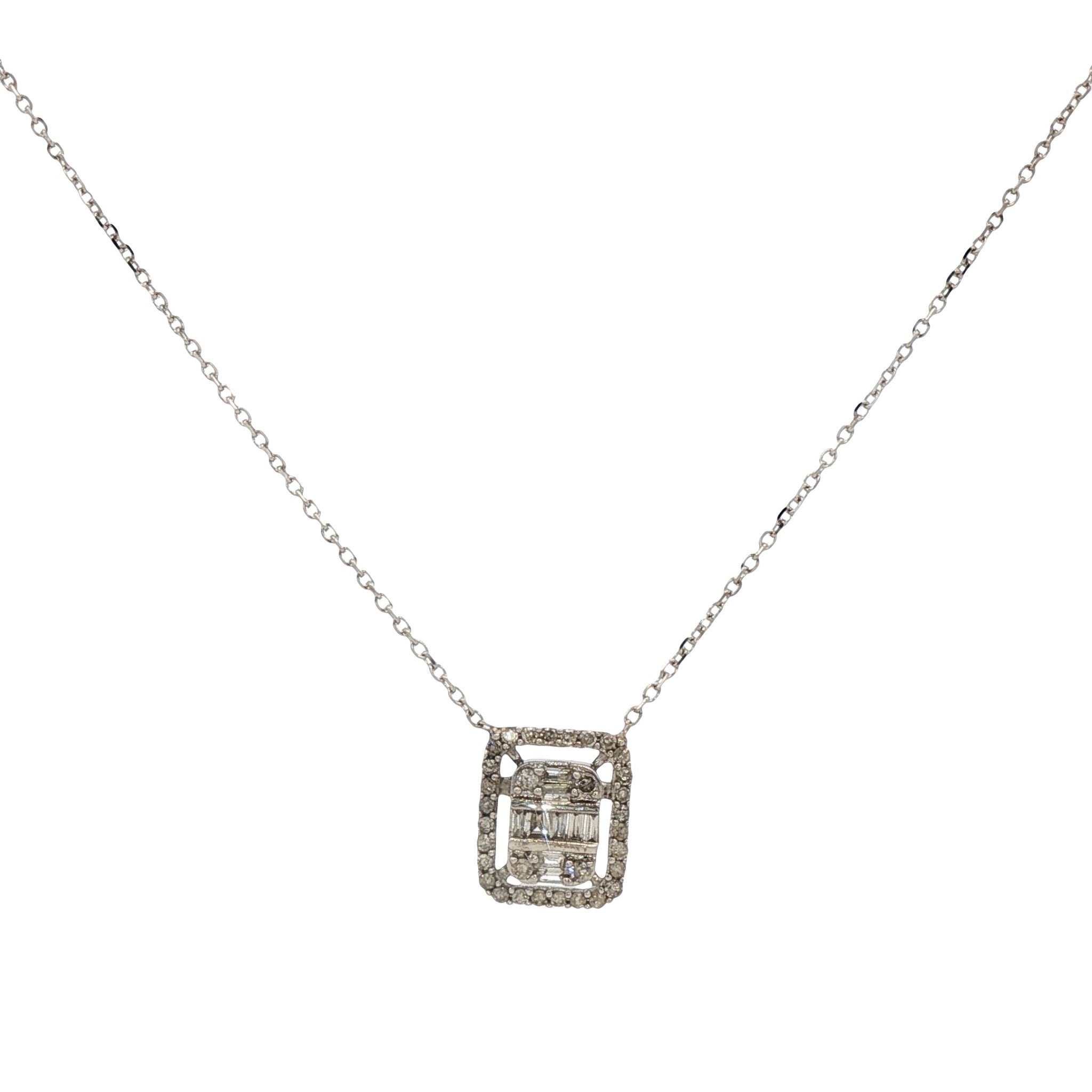 D0.25CT 14KW HALO SQUARE SOLITARY NECKLACE - C'SANTOS