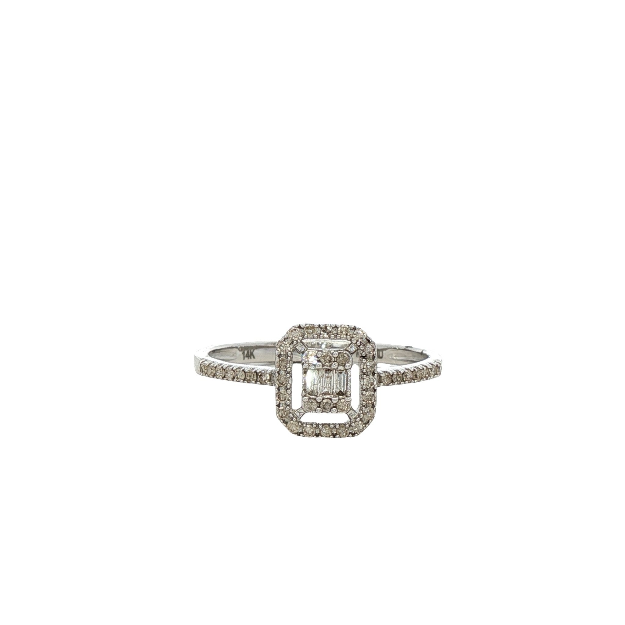 D0.25CT 14KW HALO SQUARE SOLITARY RING T7 - C'SANTOS