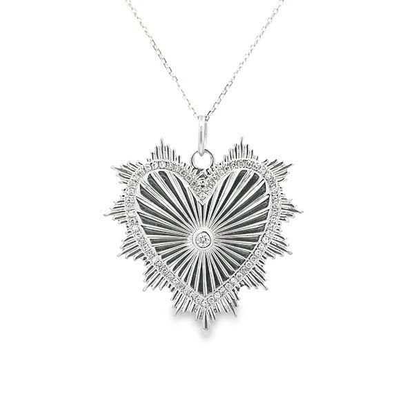 D0.25CT 14KW HEART WITH STRIPED SPARKLES PENDANT - C'SANTOS