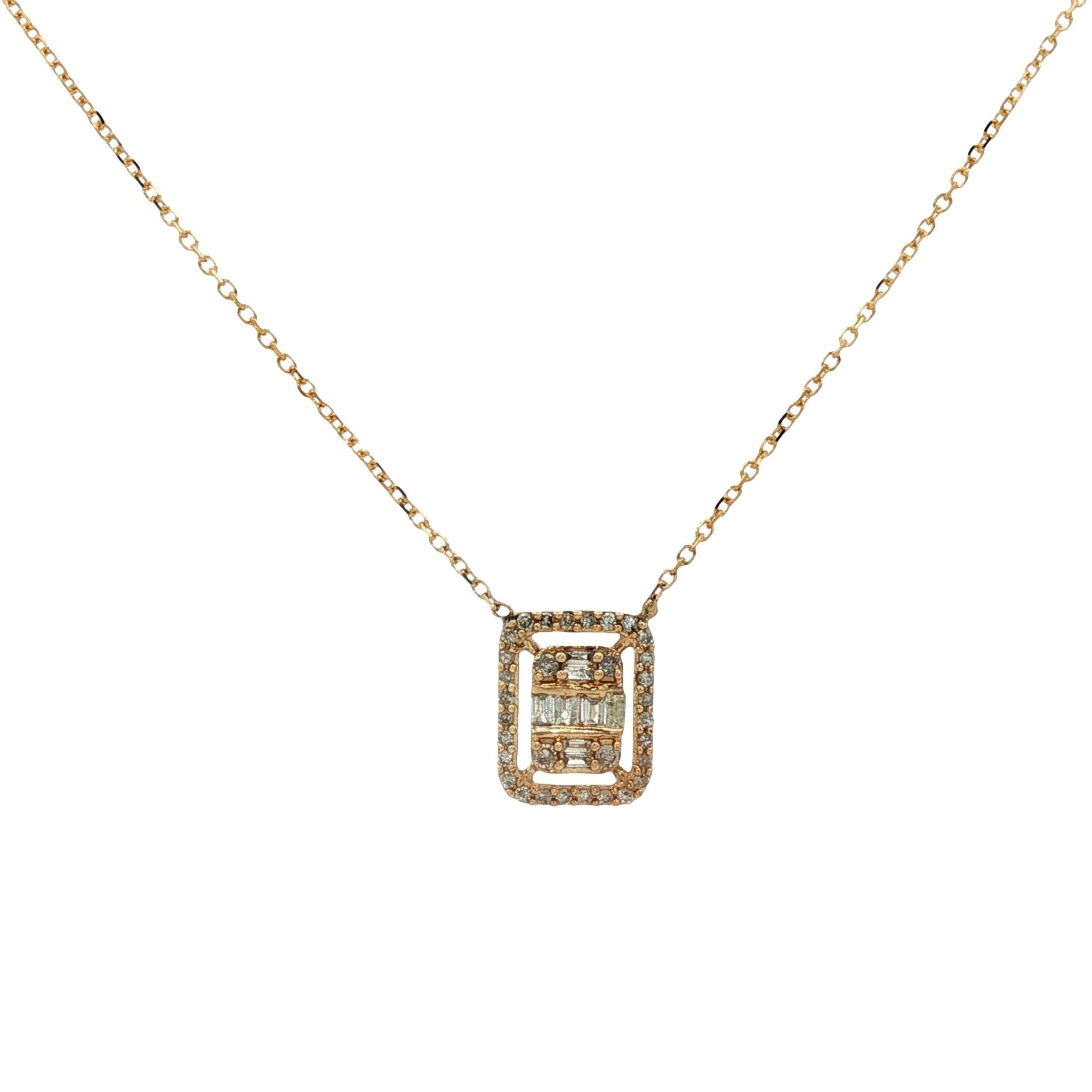 D0.25CT 14KY HALO SQUARE SOLITARY NECKLACE - C'SANTOS