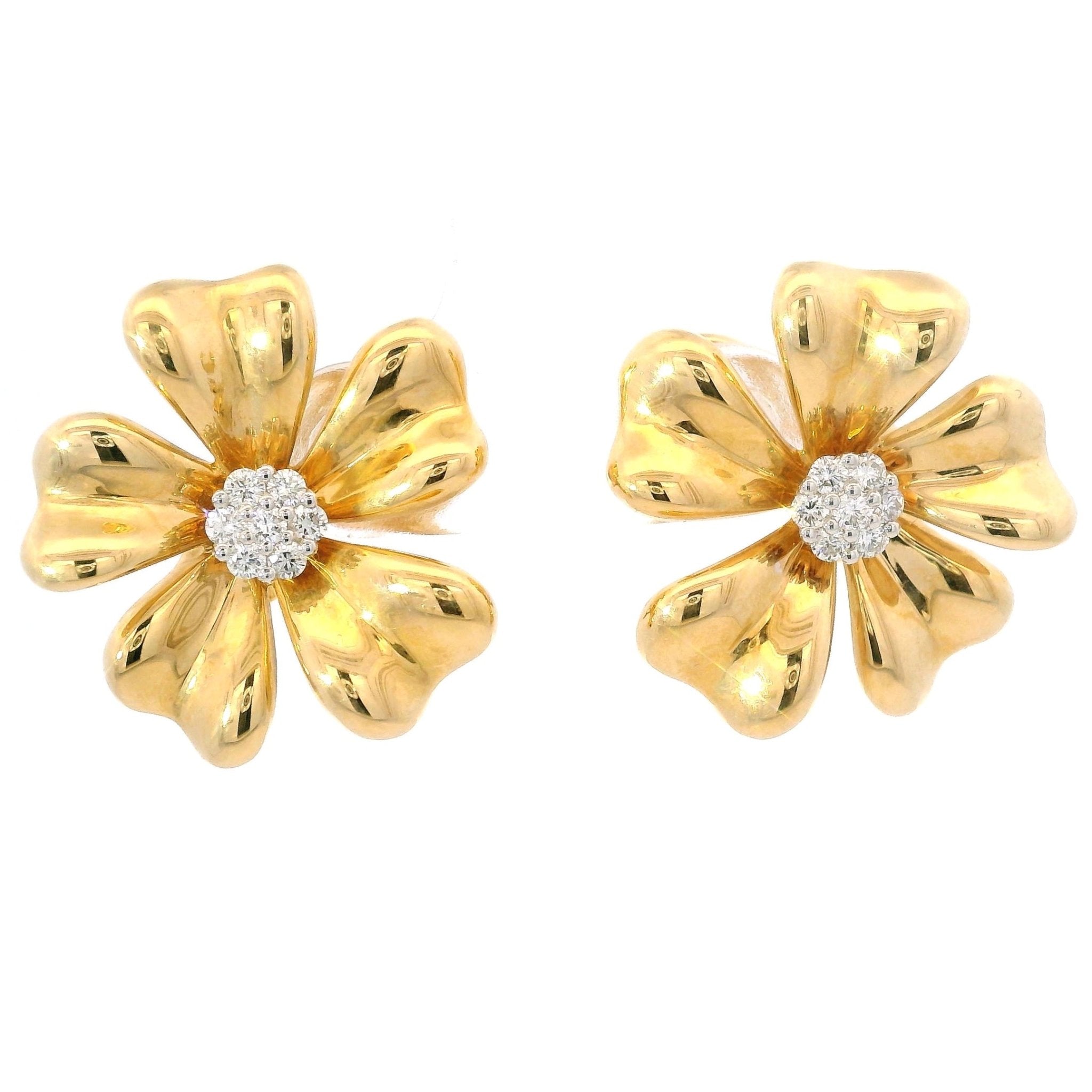D0.29CT 18KY CHUNKY FLOWER EARRINGS - C'SANTOS