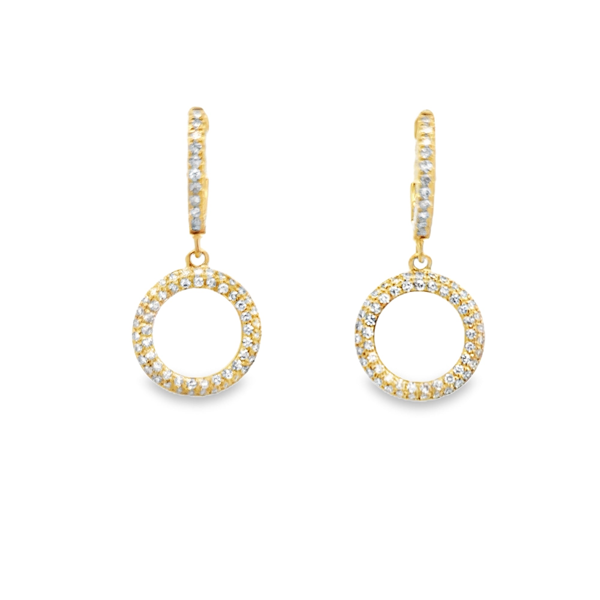 D0.31CT 14KY CIRCLE PAVE CHARM HUGGIES - C'SANTOS