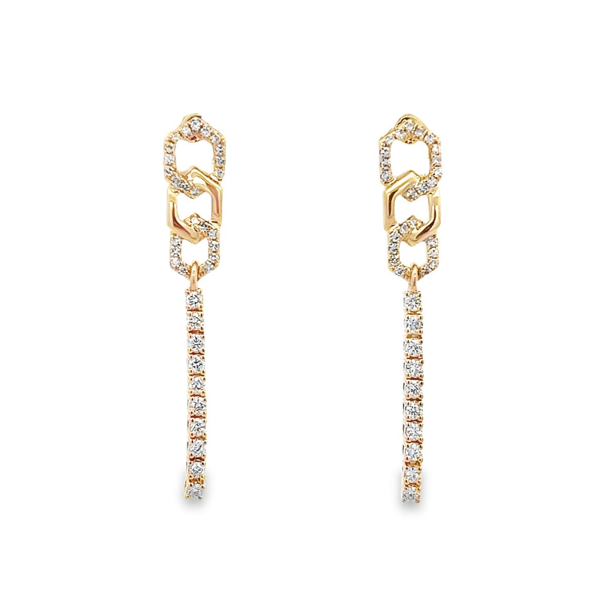 D0.32CT 14KY LINK AND BAR EARRING - C'SANTOS