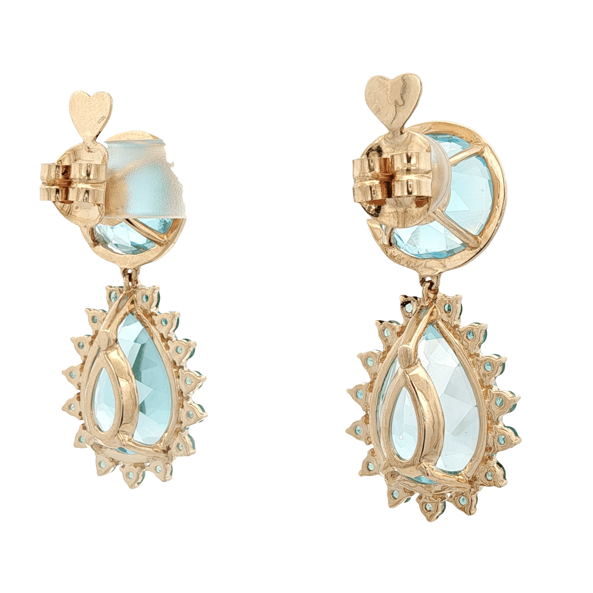 D0.33CT 14KY EARRINGS LIGHT BLUE TOPAZ 49CT AND EMERALDS - C'SANTOS
