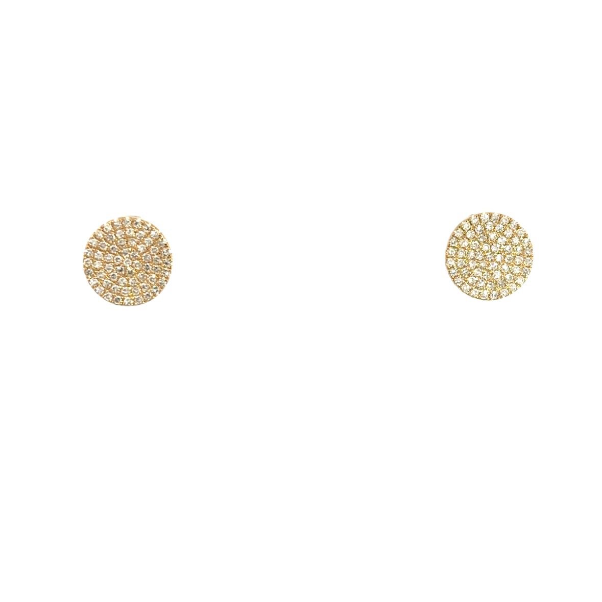 D0.34CT 14KY CIRCLE PAVE STUD 9MM EARRINGS - C'SANTOS