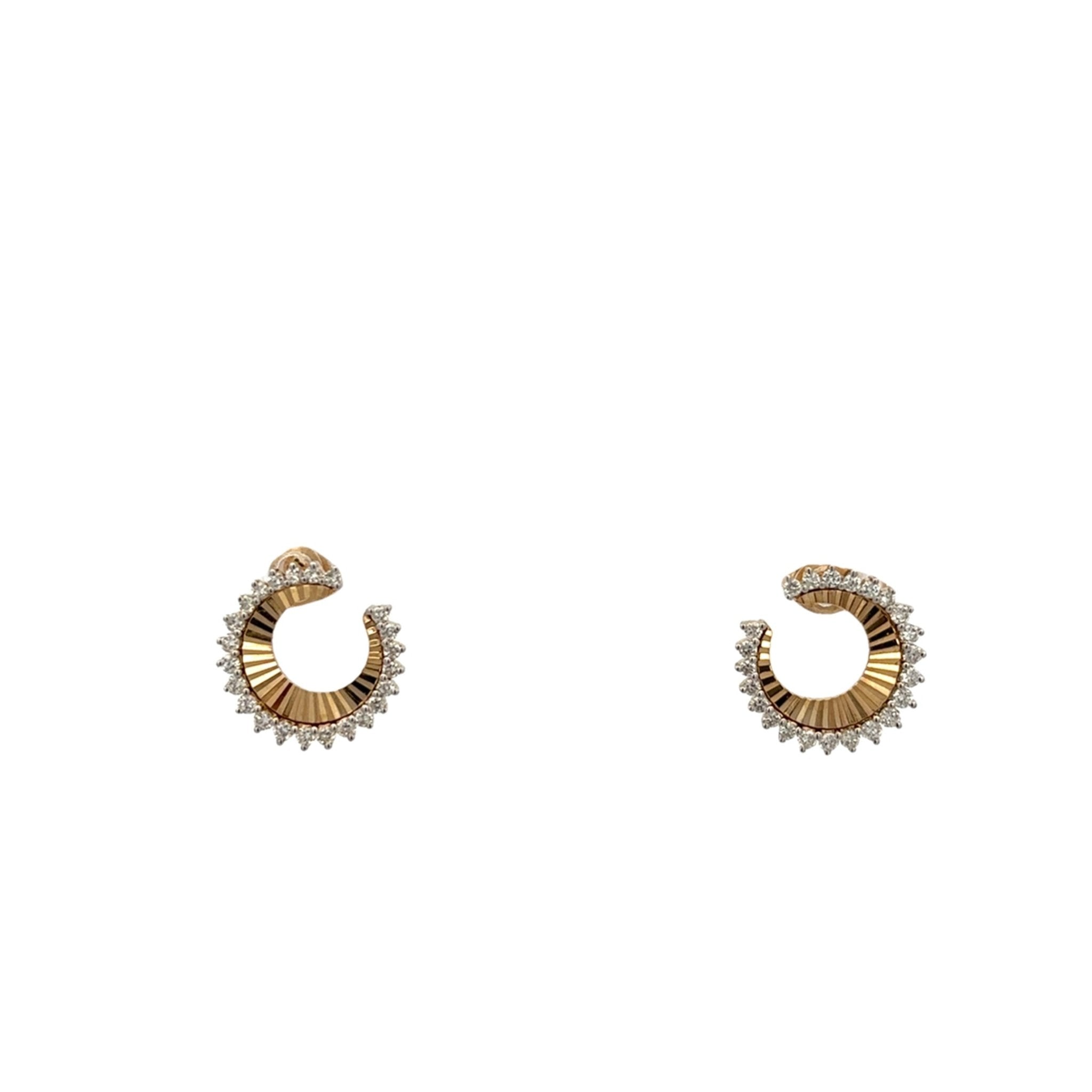 D0.38CT 14KY HALF MOON RAY EARRINGS - C'SANTOS