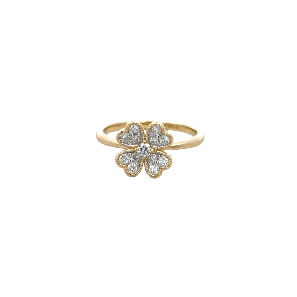 D0.39CT 14KY HEART FLOWER RING T6.5 - C'SANTOS
