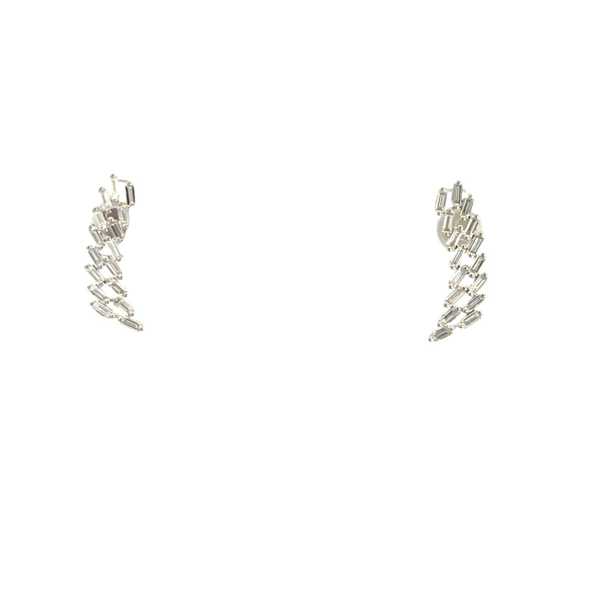 D0.40CT 14KW CURV BAGUETTE DIAMOND EARRINGS - C'SANTOS