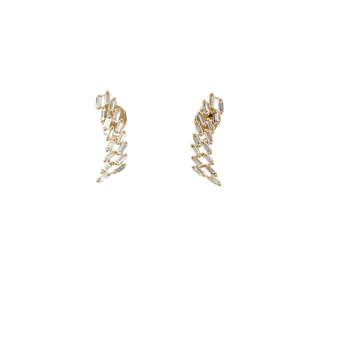 D0.40CT 14KY CURV BAGUETTE DIAMOND EARRINGS - C'SANTOS
