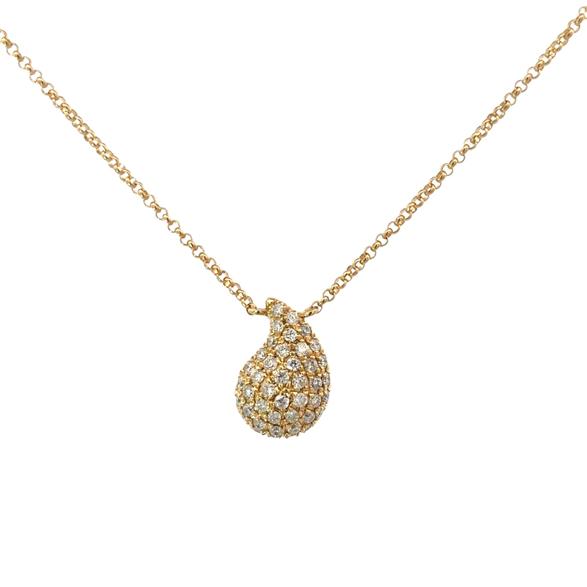 D0.40CT 14KY DROP PAVE SMALL NECKLACE - C'SANTOS