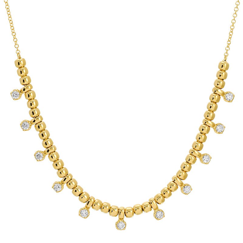 D0.43CT 14KY BAR BEANDS 10.5CM NECKLACE - C'SANTOS