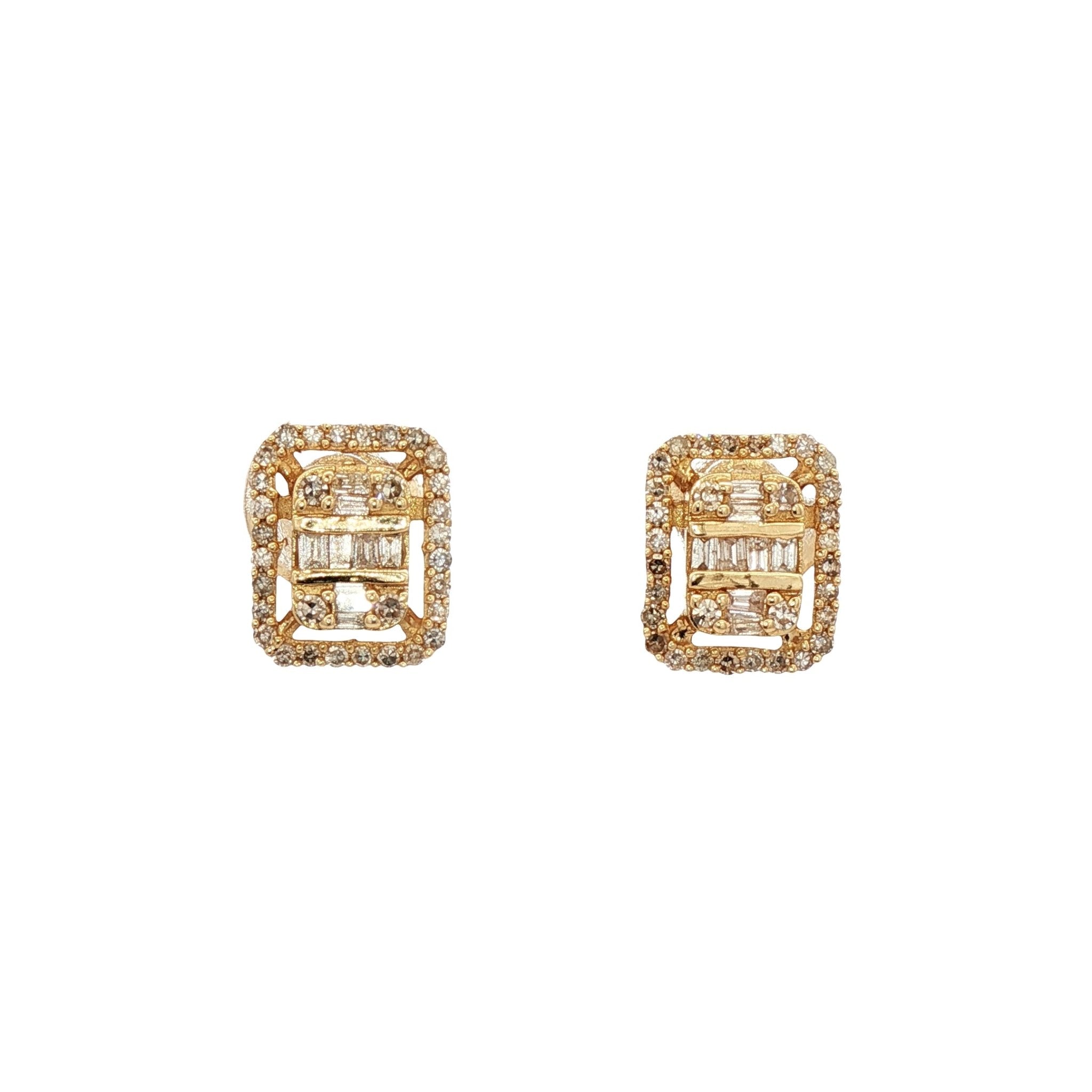 D0.46CT 14KW HALO SQUARE EARRINGS - C'SANTOS