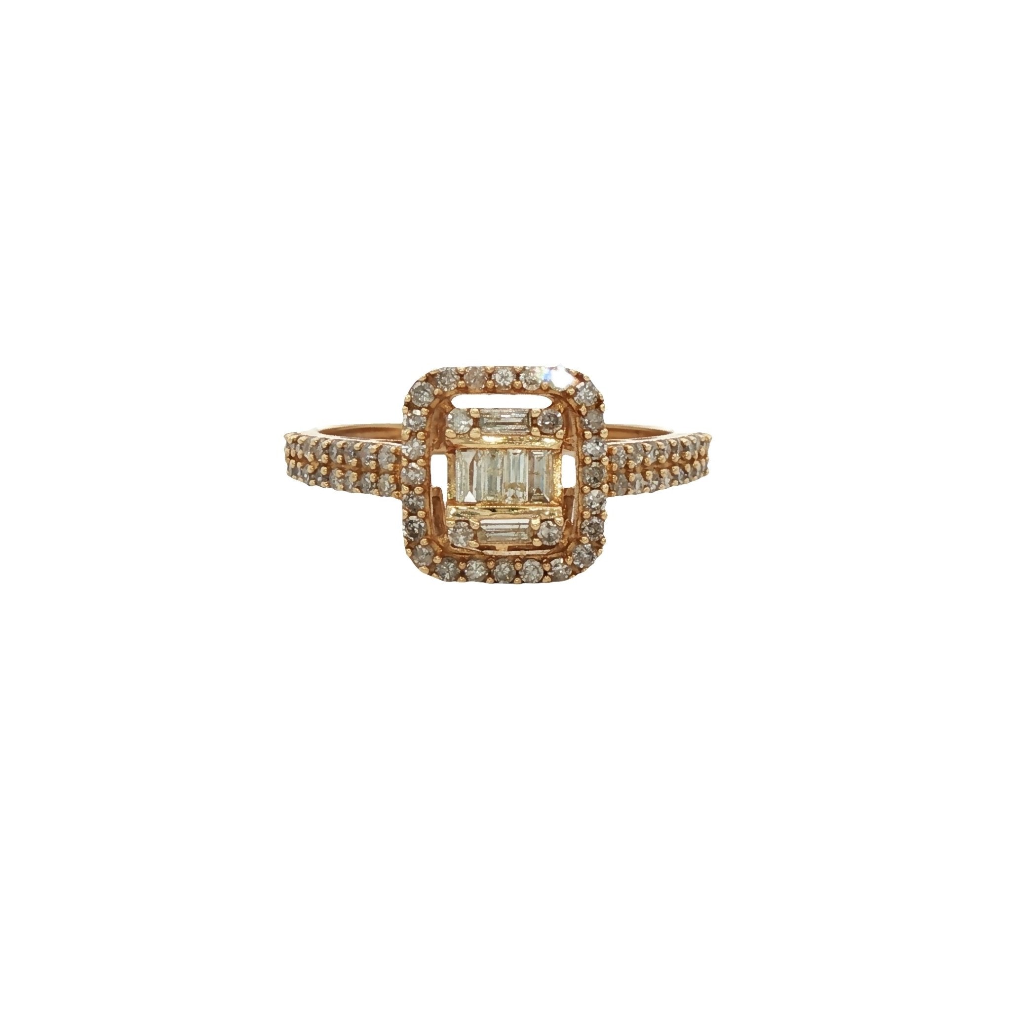 D0.50CT 14KY HALO SQUARE SOLITARY RING T7 - C'SANTOS