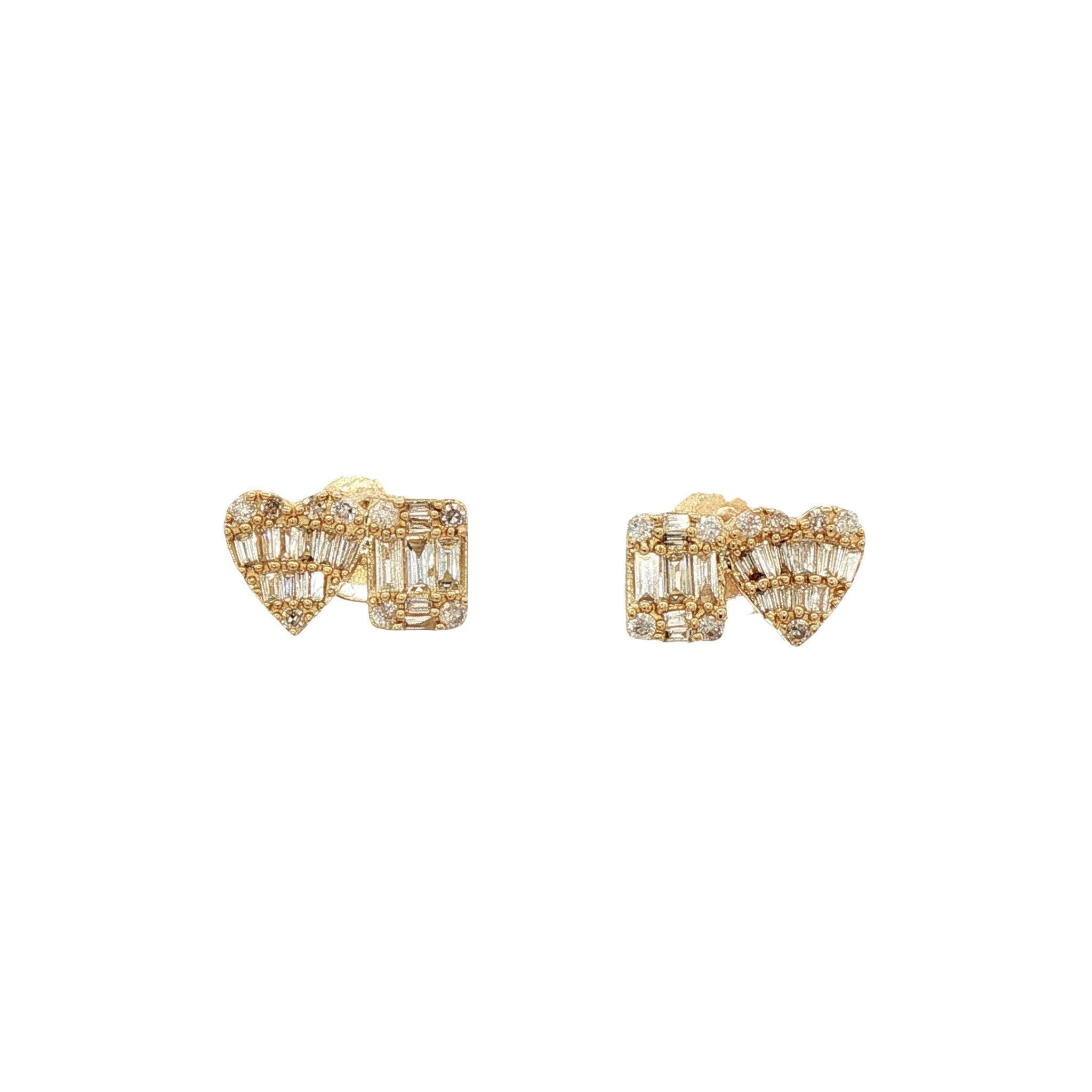 D0.50CT 14KY HEART AND SQUARE DIAMOND EARRINGS - C'SANTOS