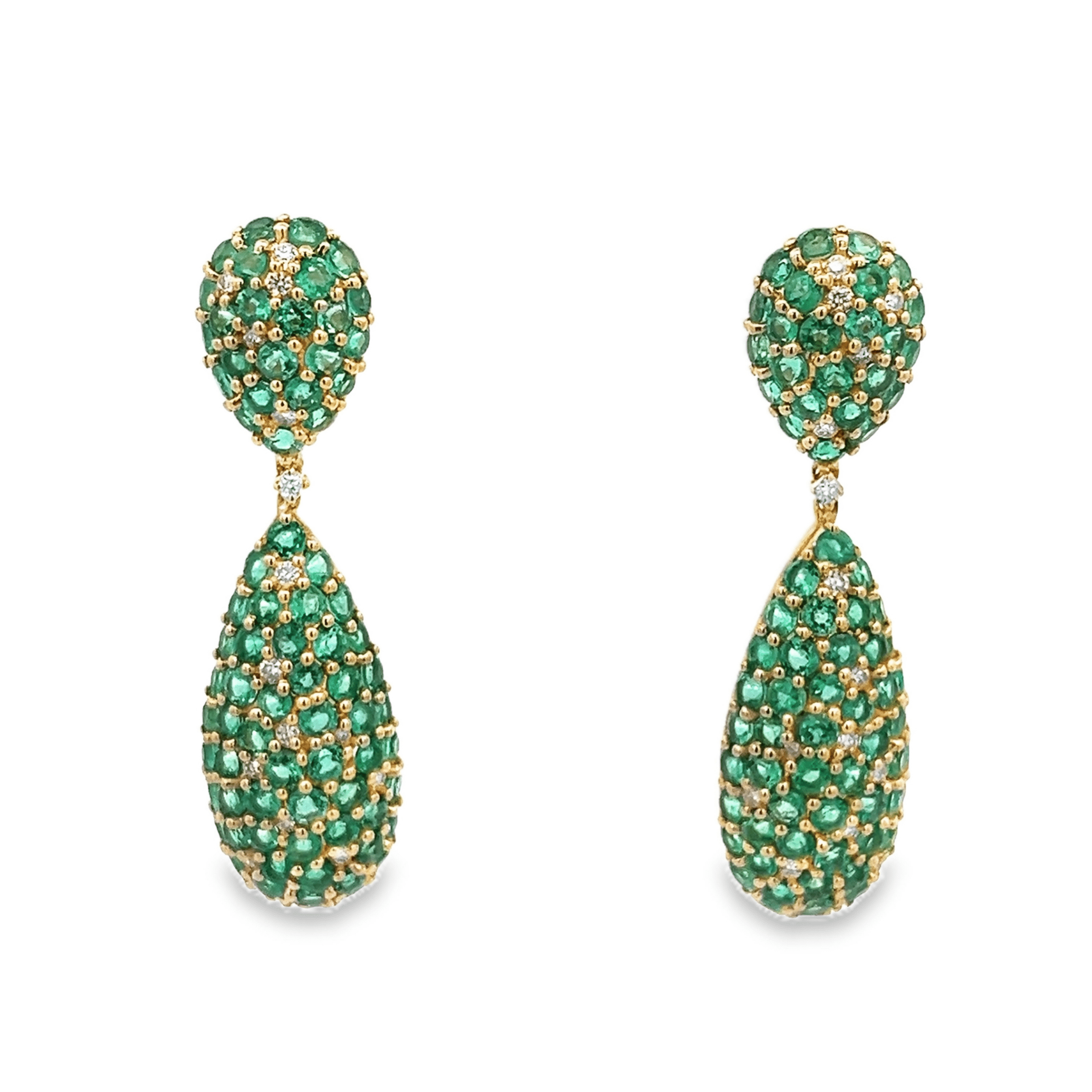 D0.64CT 14KY DOUBLE DROP EARRINGS EM13.79CT - C'SANTOS