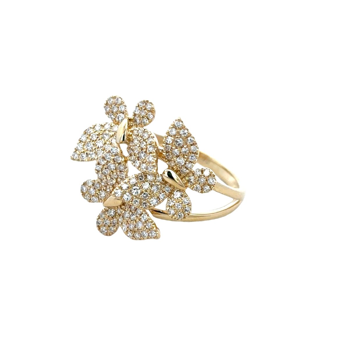 D0.69CT 14KY CLOSTER BUTTERFLY PAVE RING T6.5 - C'SANTOS
