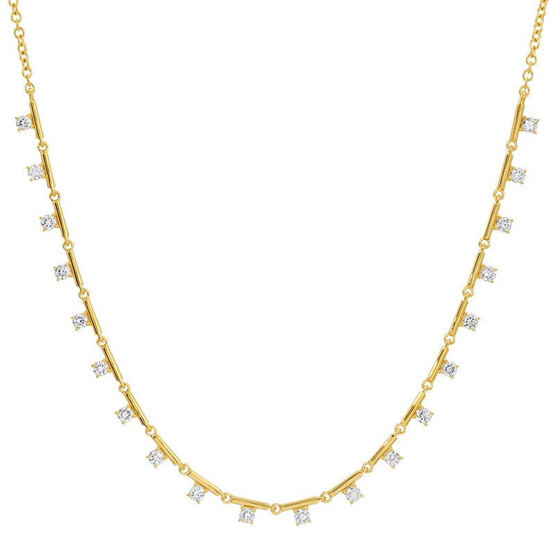D0.71CT 14KY BAR DIAMOND 13CM NECKLACE - C'SANTOS