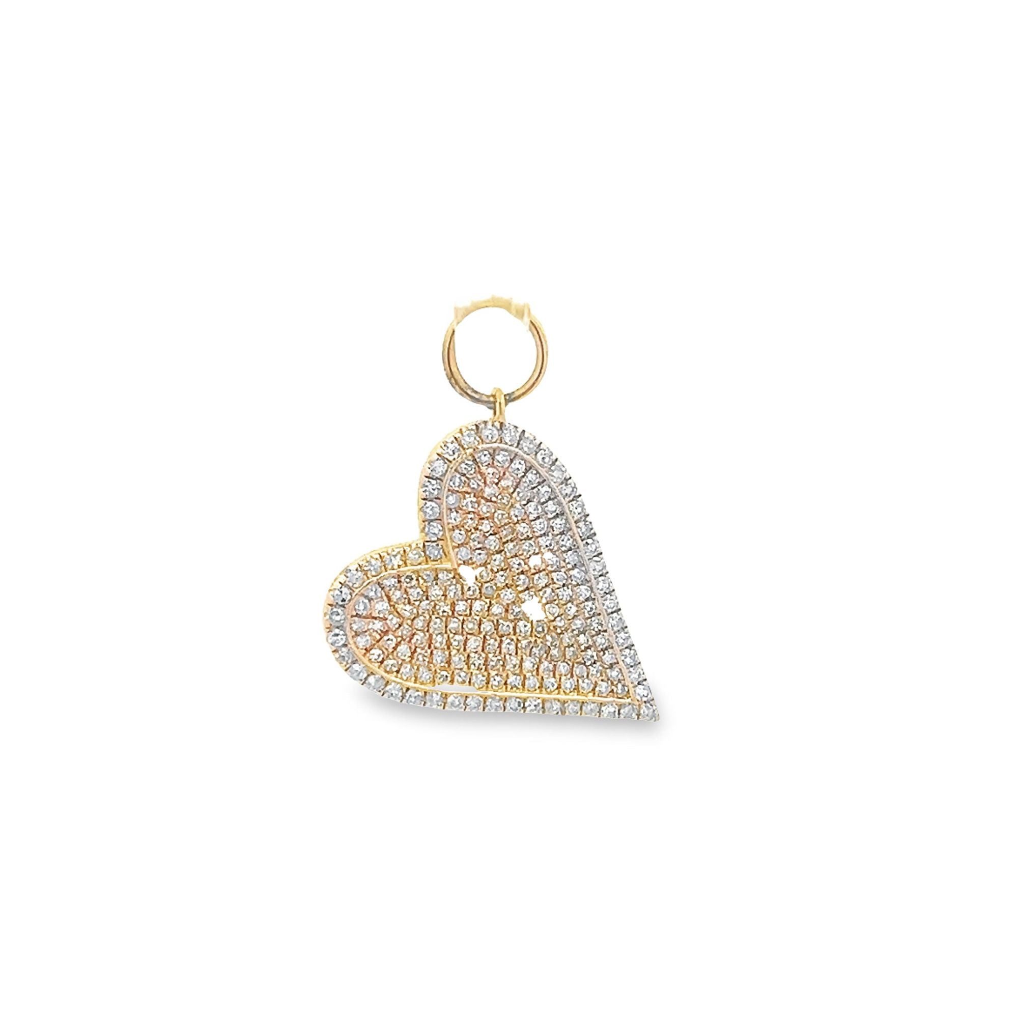 D1.15CT 14KY MEDIUM HEART PAVE PENDANT - C'SANTOS