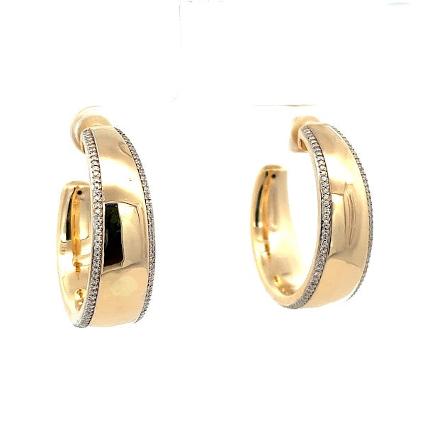 14K GOLD HOOPS WITH DIAMONDS