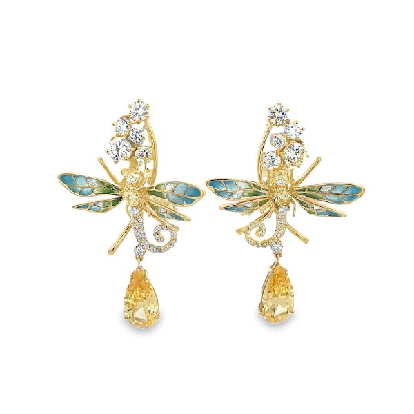 DRAGONFLY EARRINGS SET IN GOLD PLATED SILVER