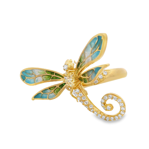 DRAGONFLY RING SET IN GOLD PLATED SILVER