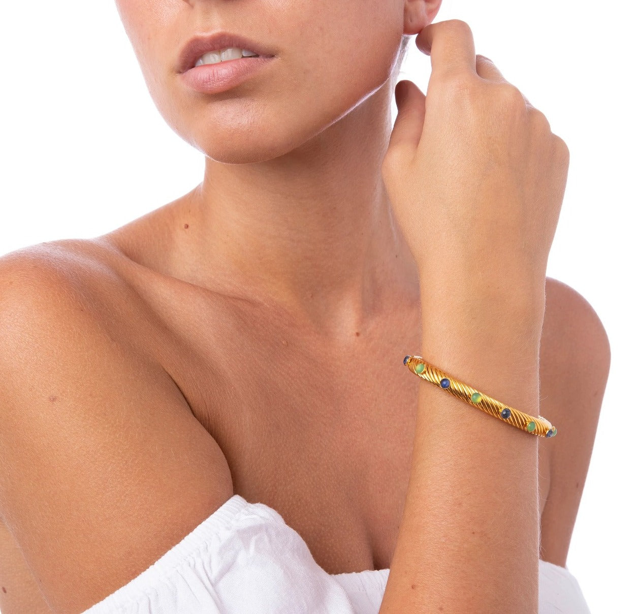 TORSADE BANGLE SET WITH MULTI COLOR STONES