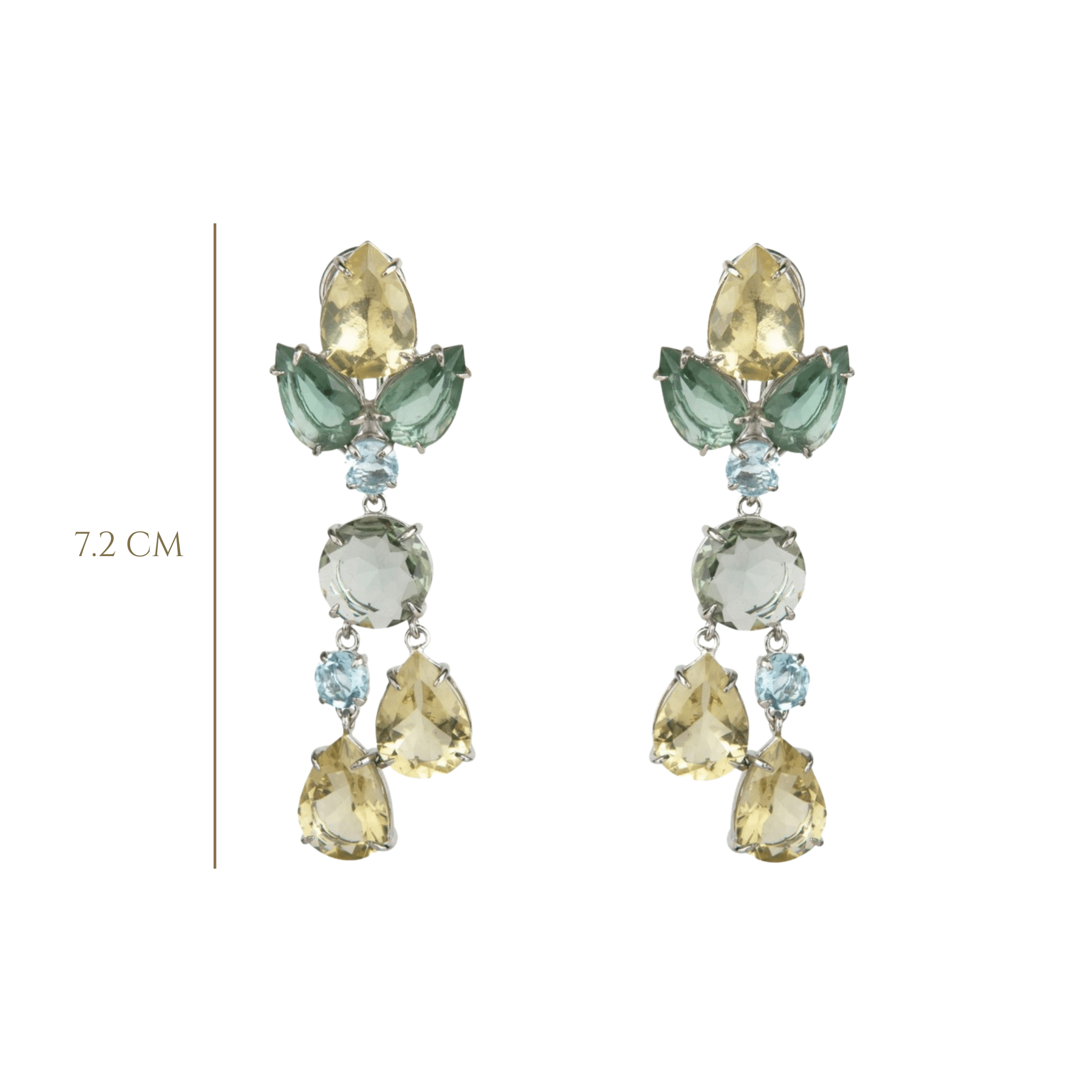 EARINGSLEMON QUARTZ GREEN AMETHYST BLUE TOPAZ - C'SANTOS