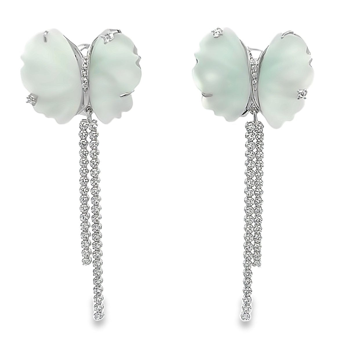 EARRING SILVER CENTER BLUE QUARTZ WHITE CZ - C'SANTOS