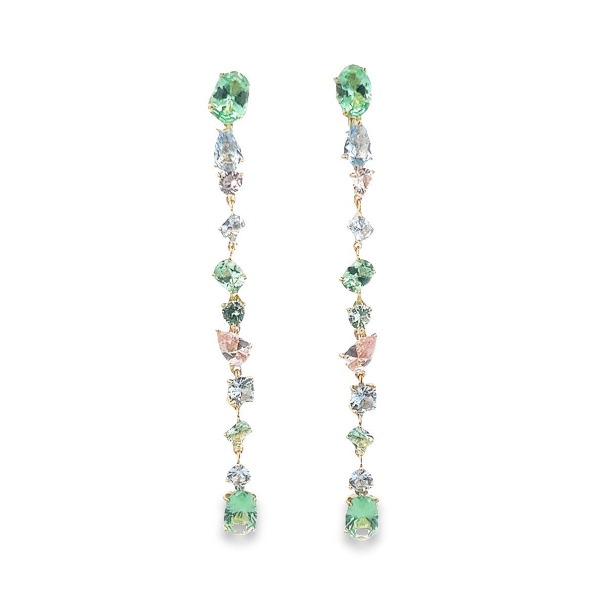 EARRING SILVER CENTER TOURMARINE GREEN AQUABLUE M MAGANITE PINK WHITE CZ - C'SANTOS