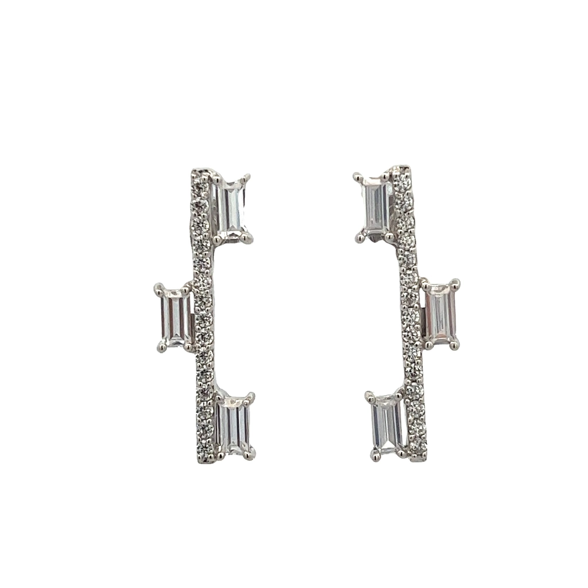 EARRING SILVER CENTER WHITE CZ RP - C'SANTOS