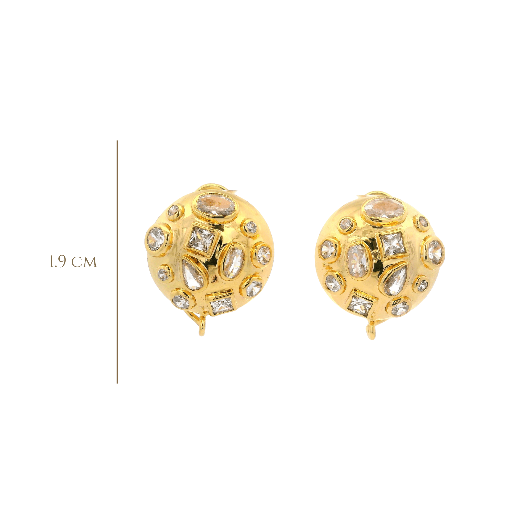 EARRINGS BEZEL SET ROUND CLEAR - C'SANTOS