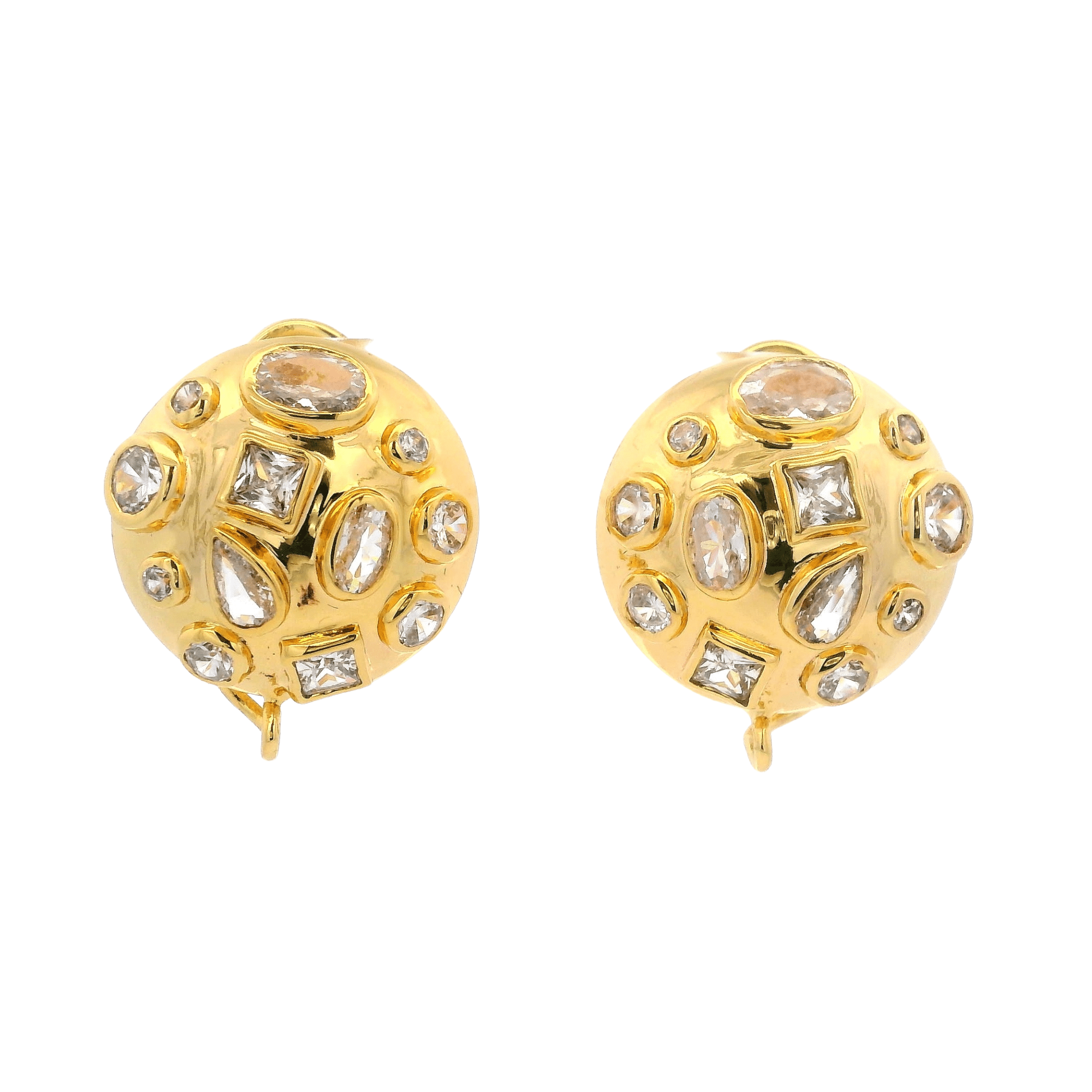 EARRINGS BEZEL SET ROUND CLEAR - C'SANTOS