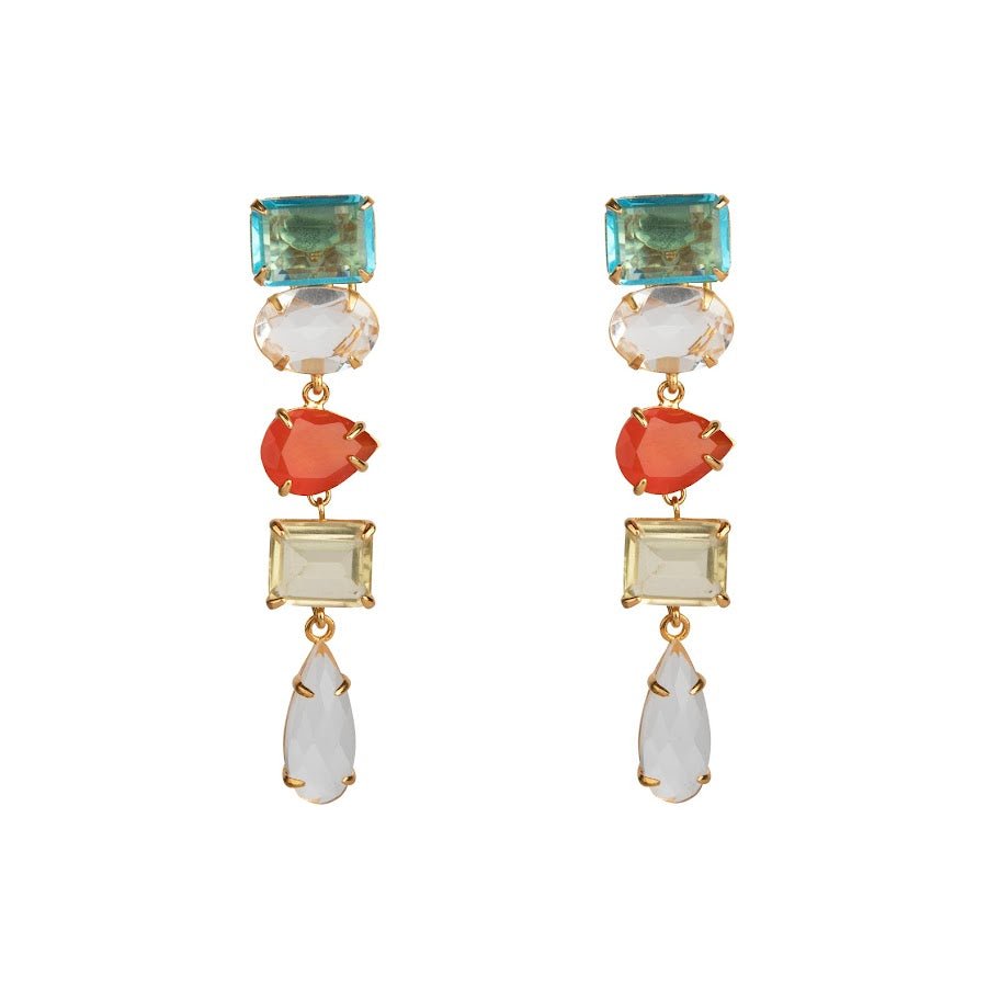 EARRINGS CARNELIAN BLUE QUARTZ LEMON QUARTZ CLEAR QUARTZ - C'SANTOS