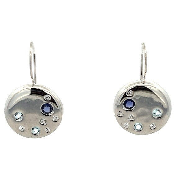 EARRINGS FACITATE ROUND CUBIC ZIRCONIA - C'SANTOS
