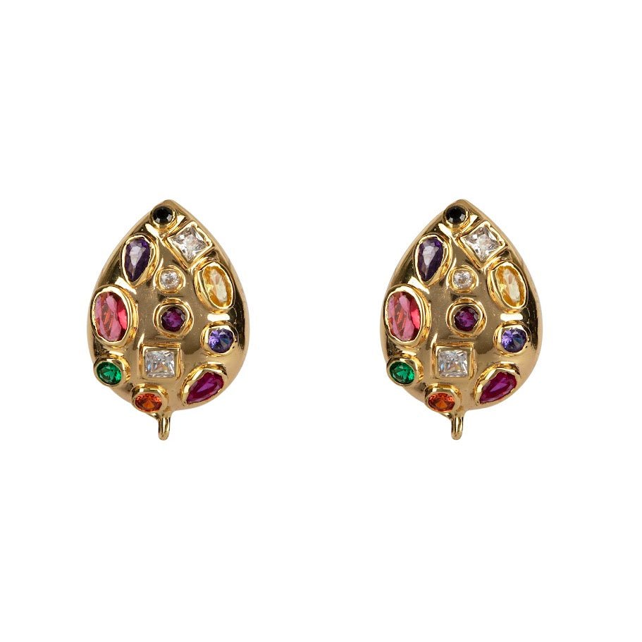 EARRINGS PEAR SHAPE METAL BEZEL SET WITH MULTI COLORS QUARTZ - C'SANTOS