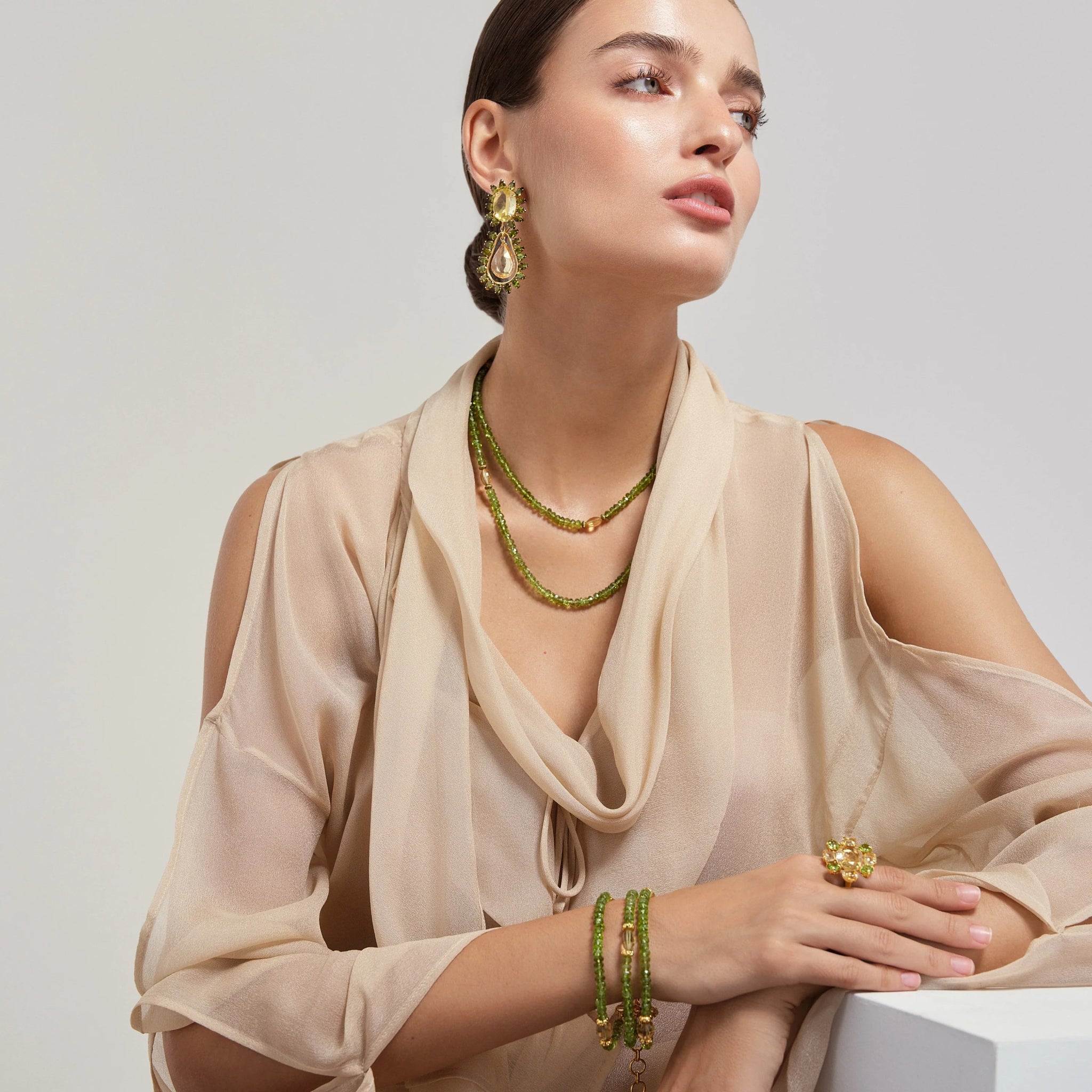 EARRINGS PERIDOT LEMON QUARTZ AND CITRINE - C'SANTOS