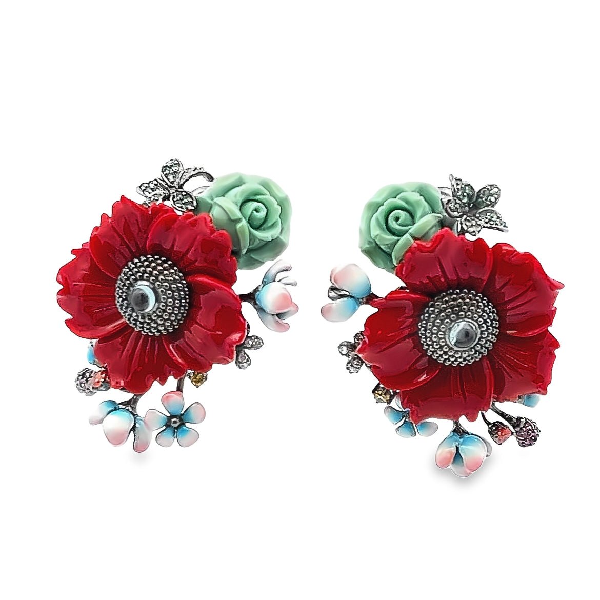 FG EARRING SILVER CENTER CZ MIX - C'SANTOS