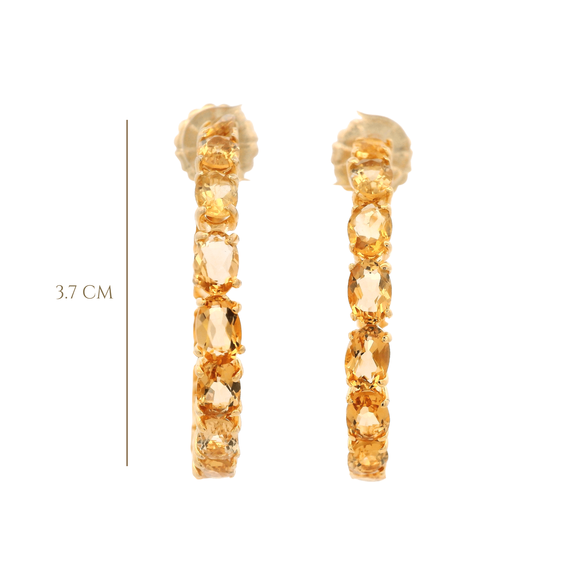 HOOP EARRINGS DOUBLE SIDED SET WITH OVAL CITRINE - C'SANTOS