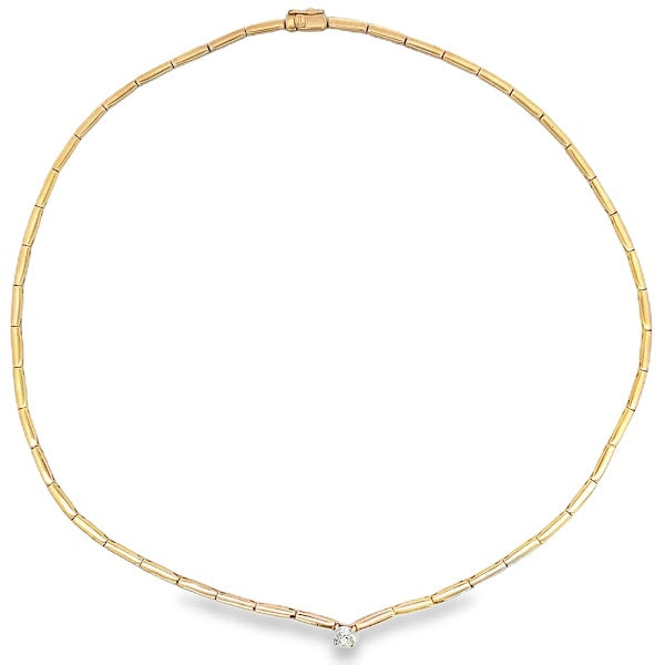 TUBE NECKLACE WITH DIAMOND SET IN 14 YELLOW GOLD