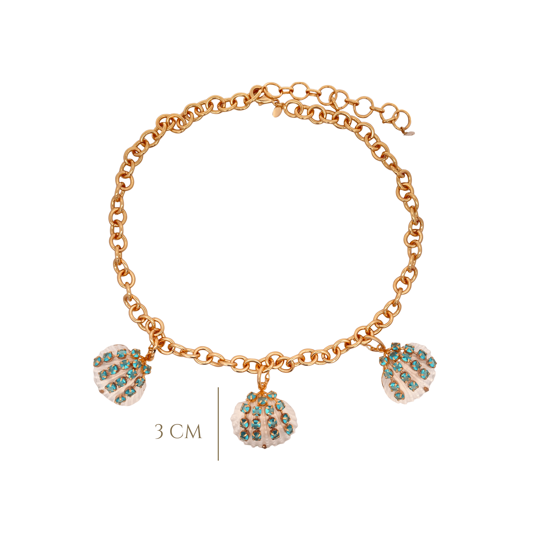 NECKLACE BLUE QUARTZ AND WHITE SHELL - C'SANTOS