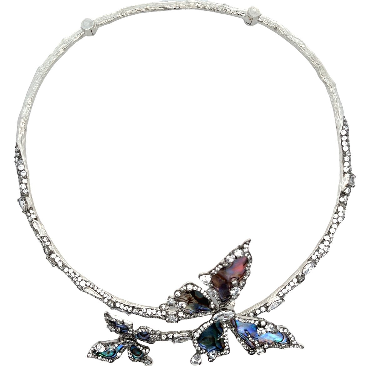 NECKLACE SILVER CENTEN ABALONE SHELL WHITE CZ - C'SANTOS