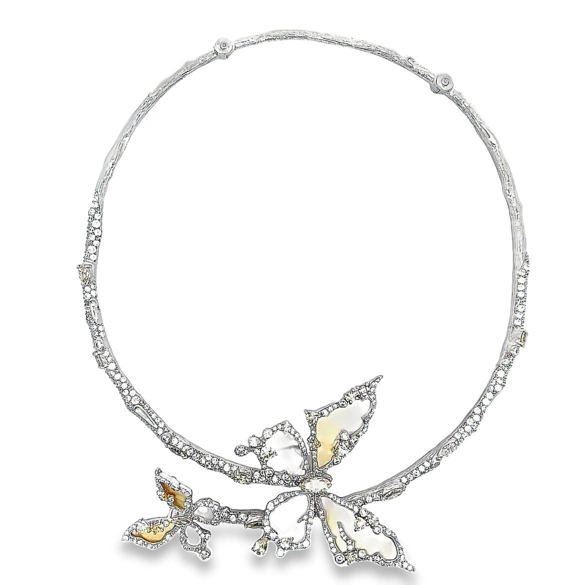 NECKLACE SILVER CENTER WHITE YELLOW MOP SHELL CANNARY WHITE - C'SANTOS