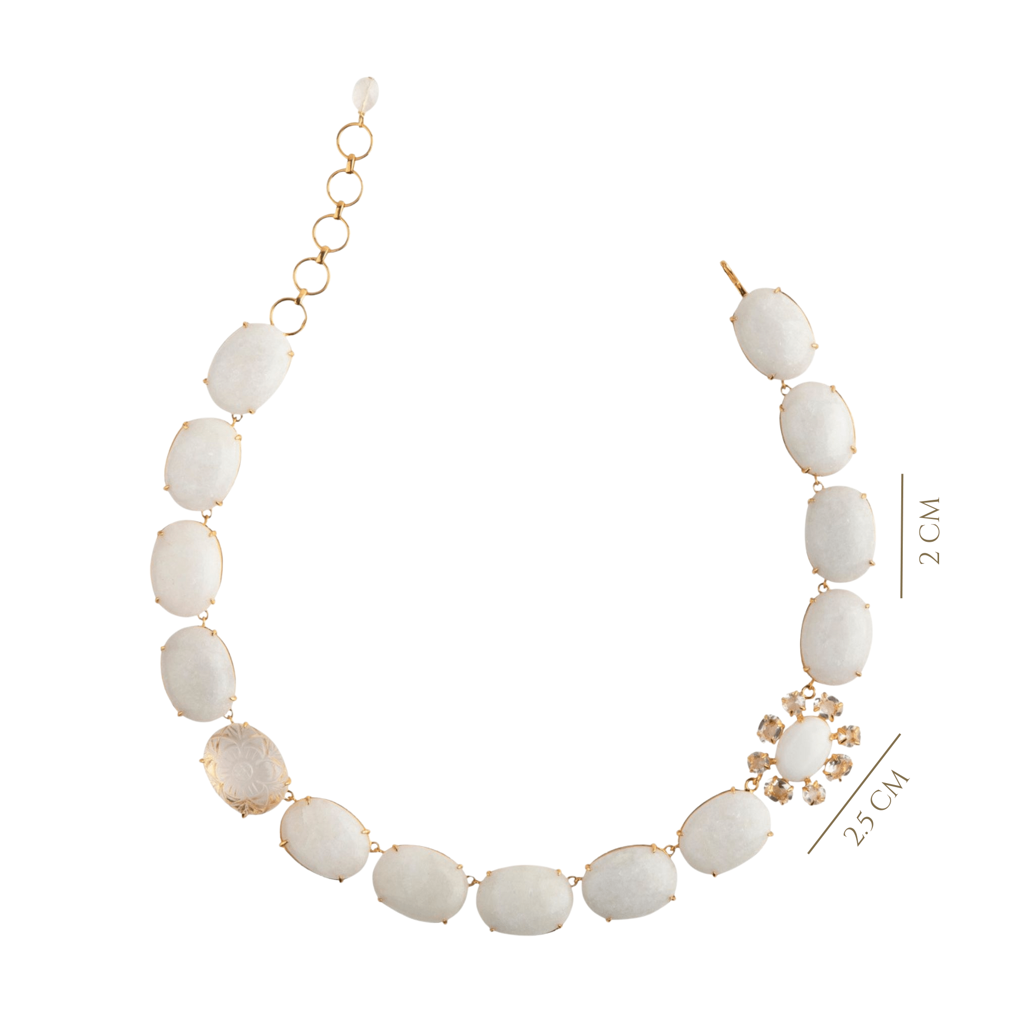 NECKLACE WHITE AGATE & CLEAR QUARTZ - C'SANTOS