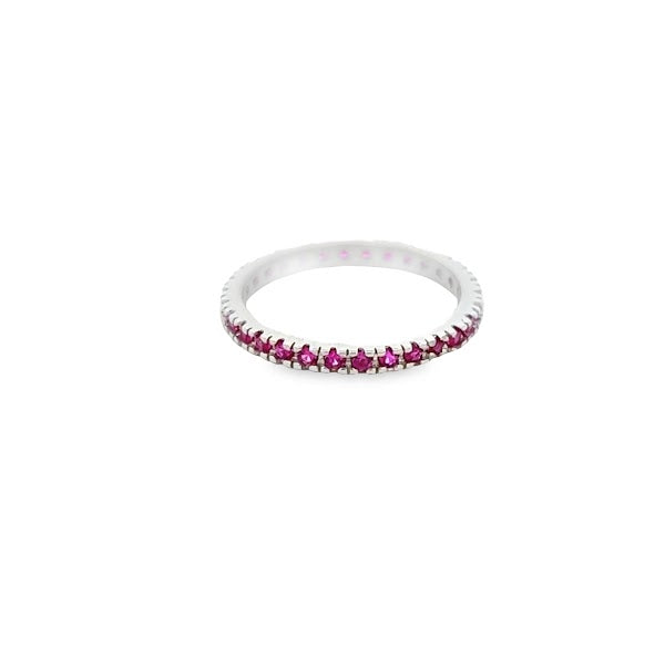 925 SILVER PLATED BIRTHSTONE ETERNITY JULY RING
